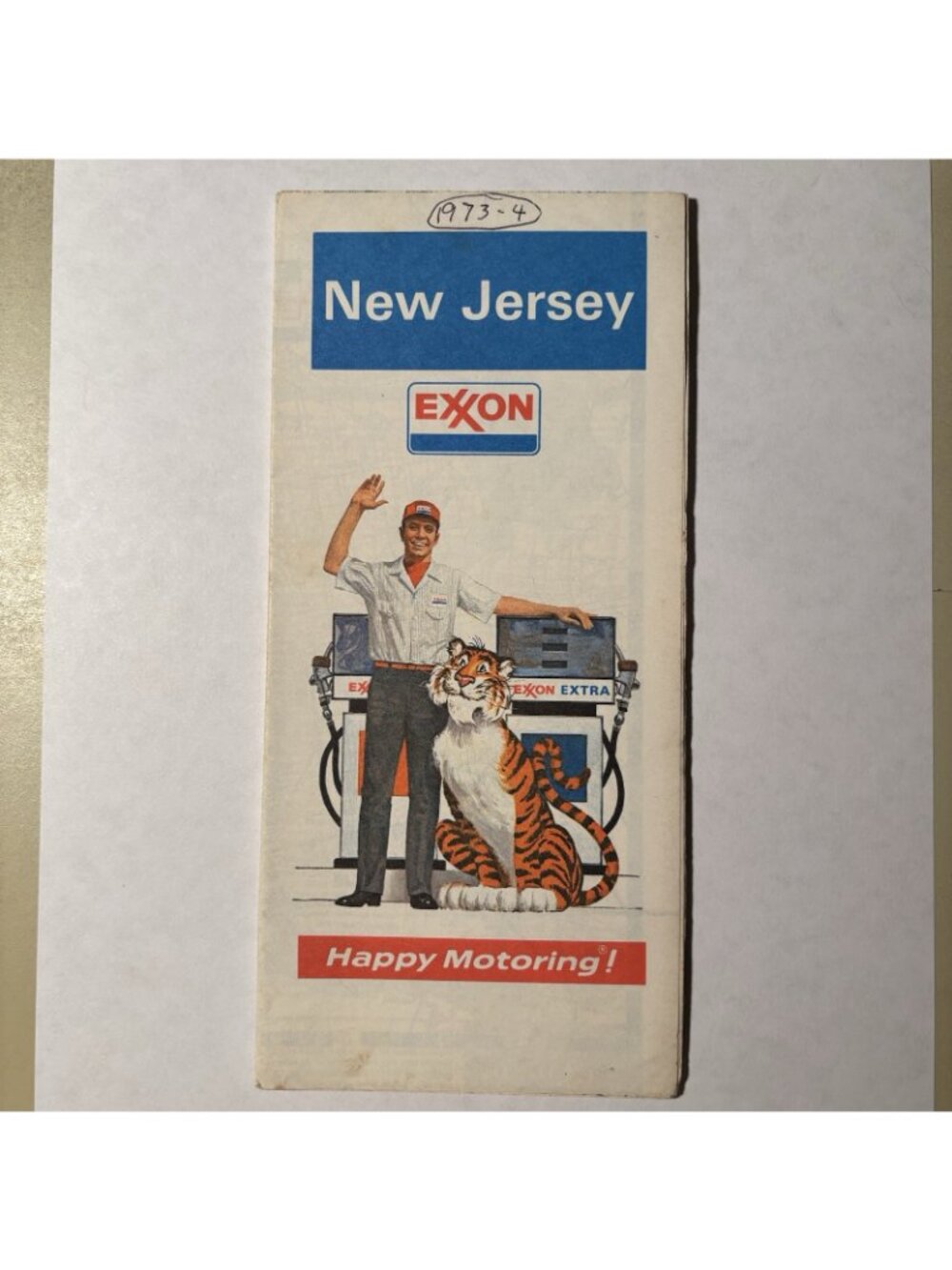 Vintage Exxon Oil Gas New Jersey State US Travel Tourism Road Map 1973-74